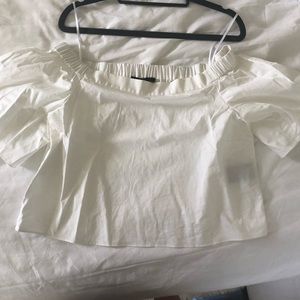 White Tibi cotton off-shoulder crop top